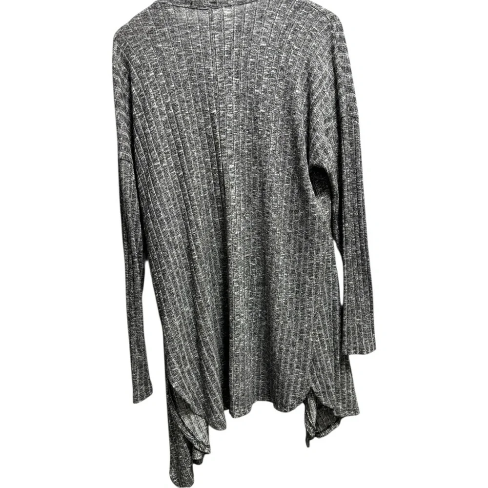 Gray Ribbed Open Front Cardigan - Picture 7 of 7